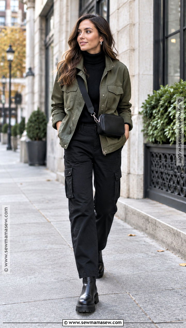 Utility Jacket And Cargo Pants Outfit - 25 capsule wardrobe 2026 fallwinter ideas