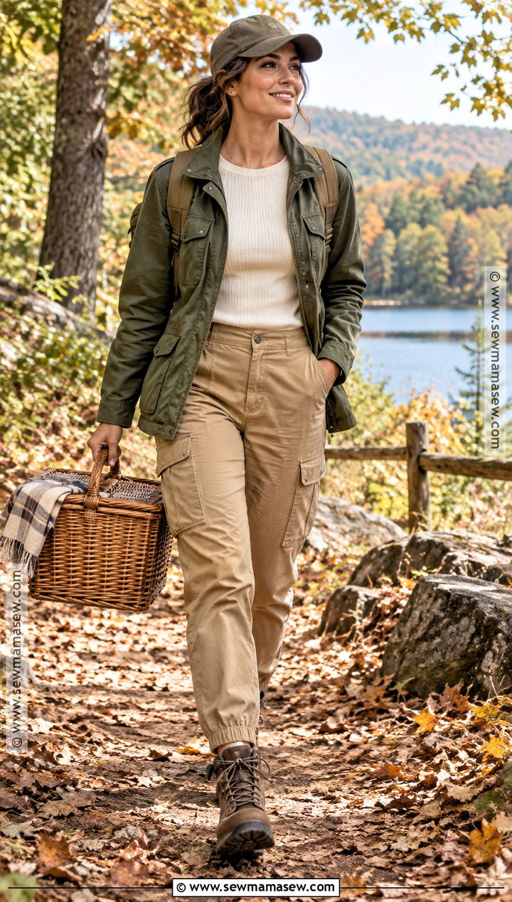 Utility Jacket And Cargo Pants Picnic Outfit - 25 autumn picnic outfit ideas