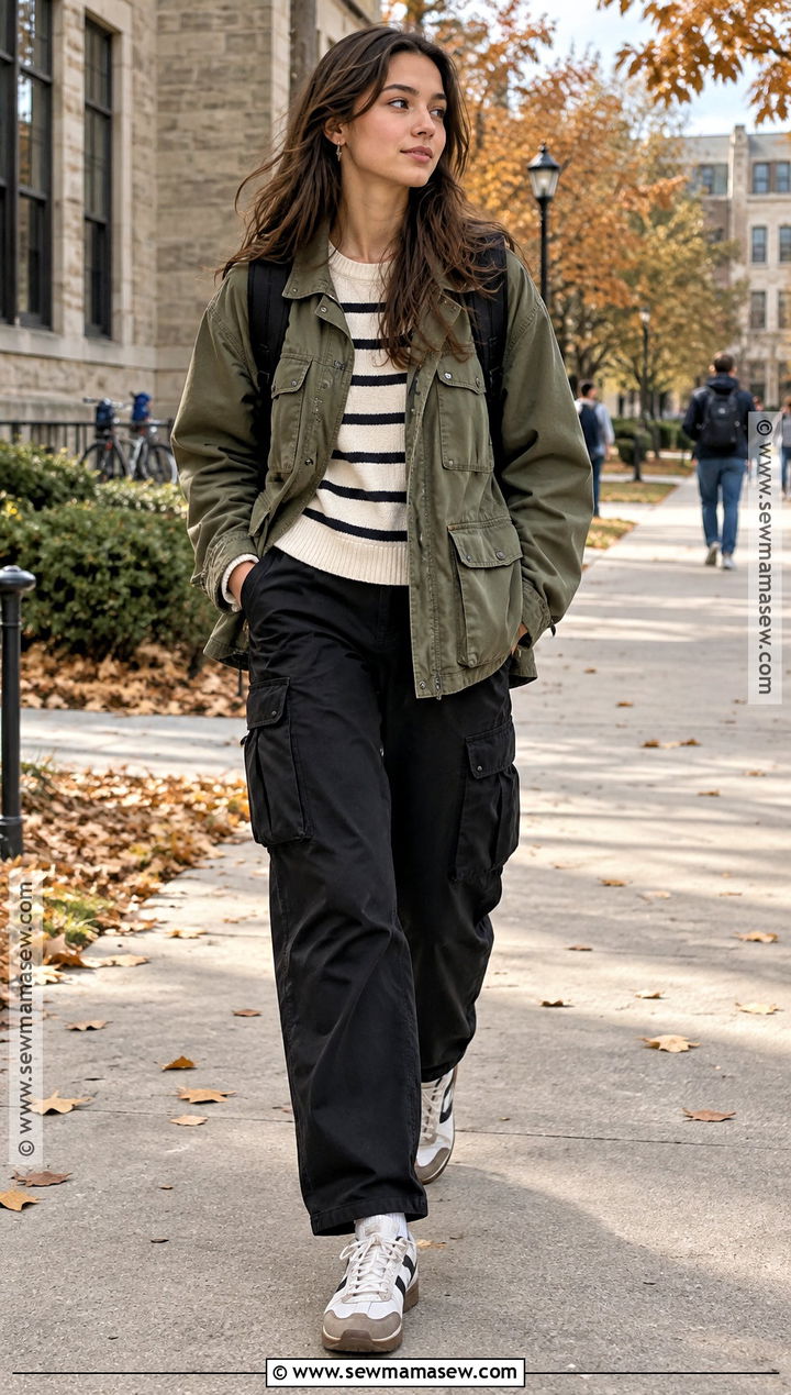 Utility Jacket And Cargo Pants School Outfit - 20 autumn school outfit ideas