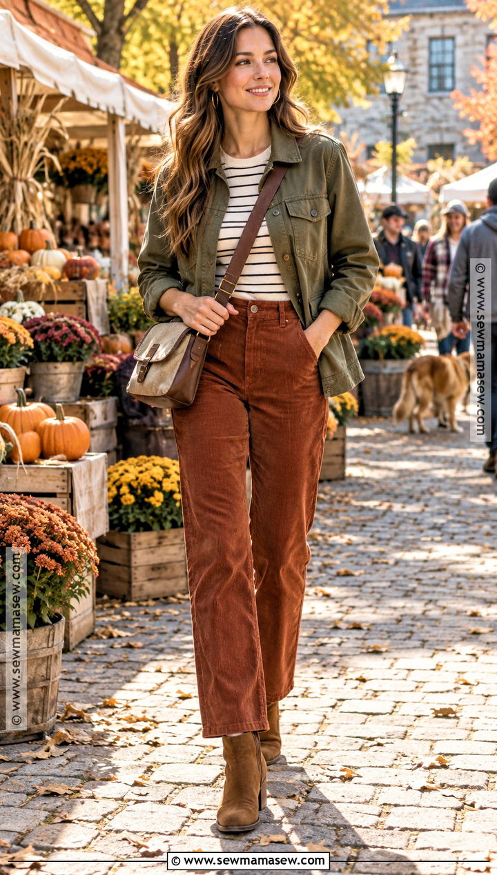 Utility Jacket And Corduroy Pants Fall Date Night Outfit - 15 datenight fall outfits casual