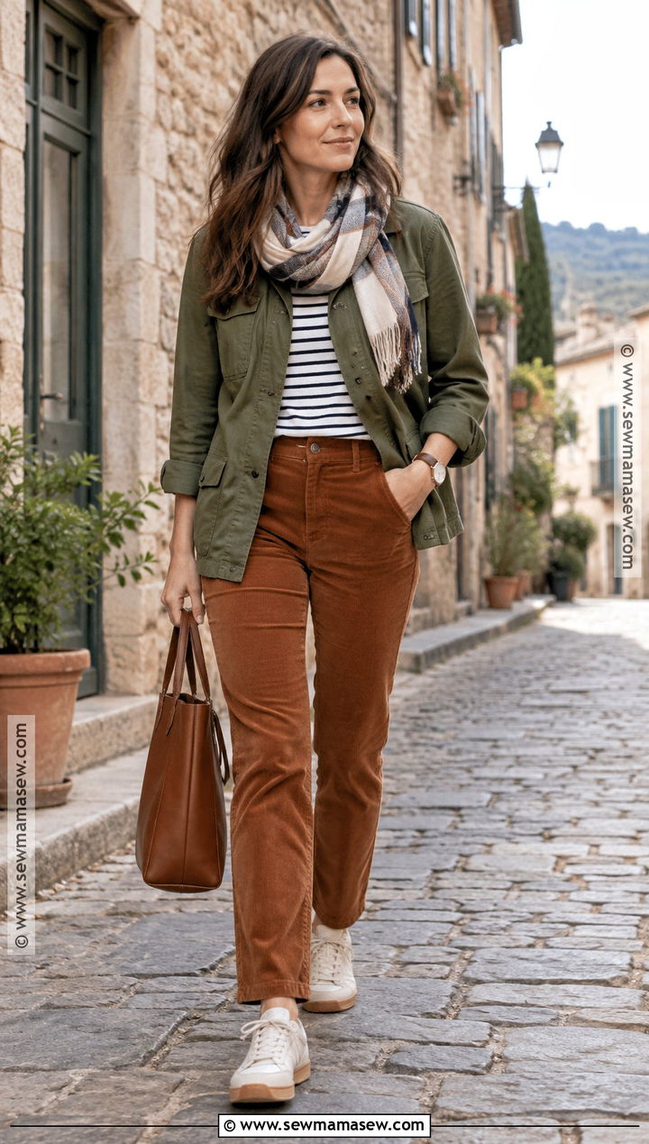 Utility Jacket And Corduroy Pants Fall Travel Outfit - 15 Fall Travel Outfit Inspiration Ideas