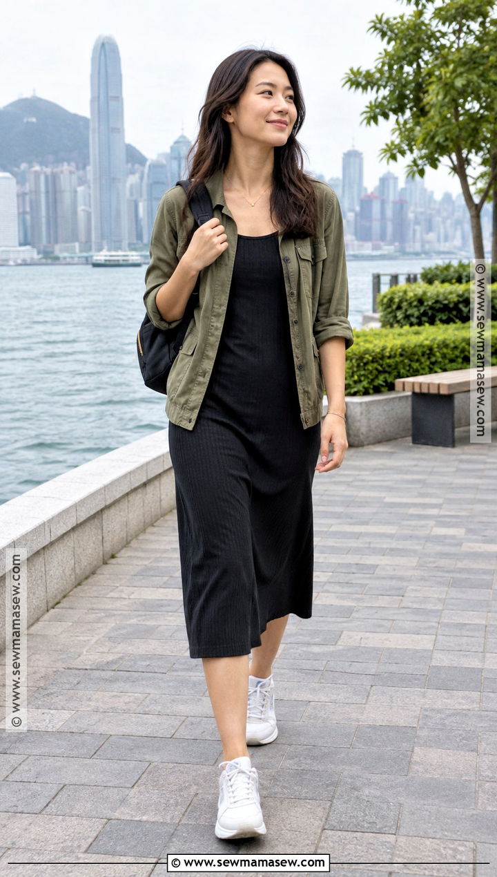 Utility Jacket And Cotton Dress Outfit - 15 autumn outfits in hongkong