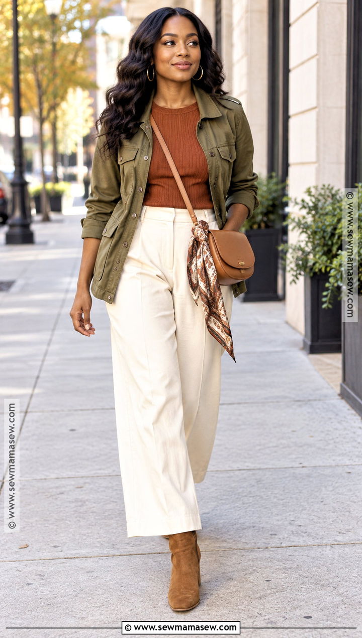 Utility Jacket And Cream Pants Fall Outfit - 25 fall outfits women black for women