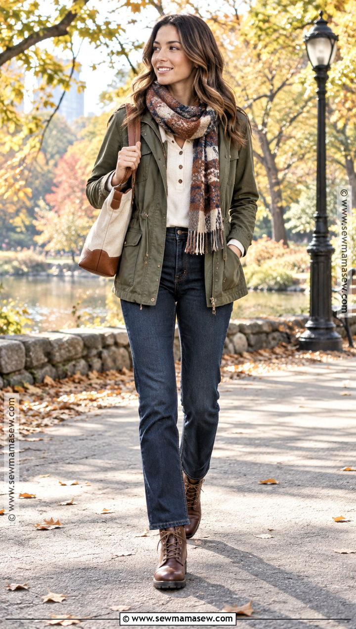 Utility Jacket And Dark Wash Jeans Fall Outfit - 20 nice fall outfits