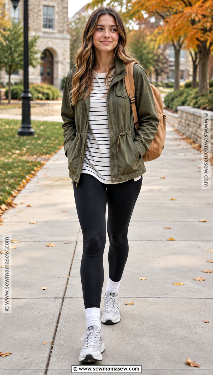 Utility Jacket And Leggings Back To School Outfit - 20 Back To School Basics Clothes