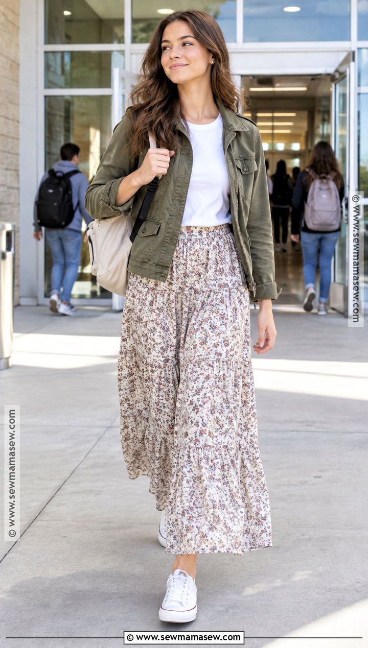 Utility Jacket And Maxi Skirt Back To School Outfit - 15 modest back to school outfits for teens