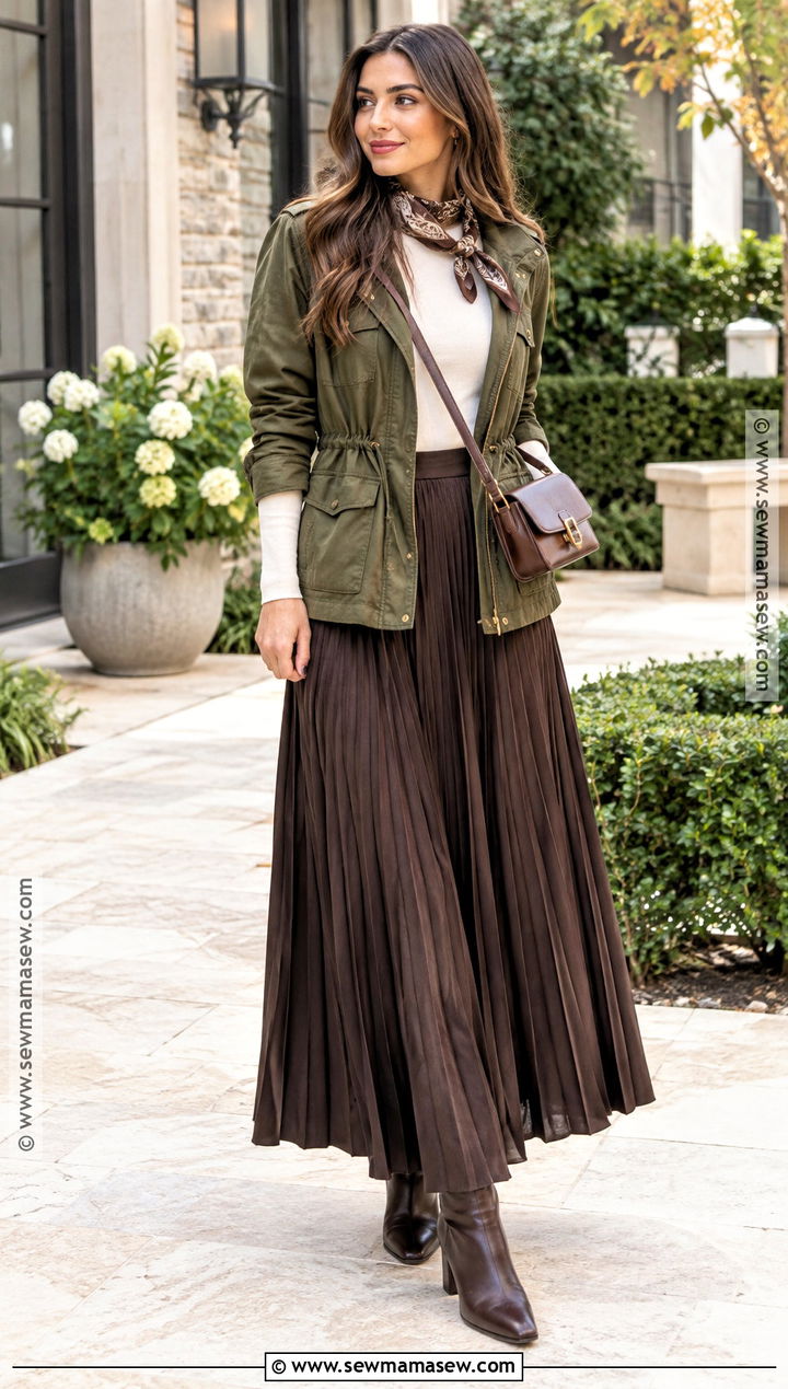 Utility Jacket And Maxi Skirt Fall Outfit - 20 Fall Clothing Inspo Ideas