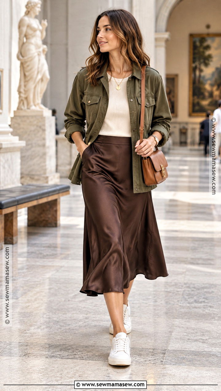 Utility Jacket And Midi Skirt Fall Outfit - 20 Comfy Cute Outfits Fall