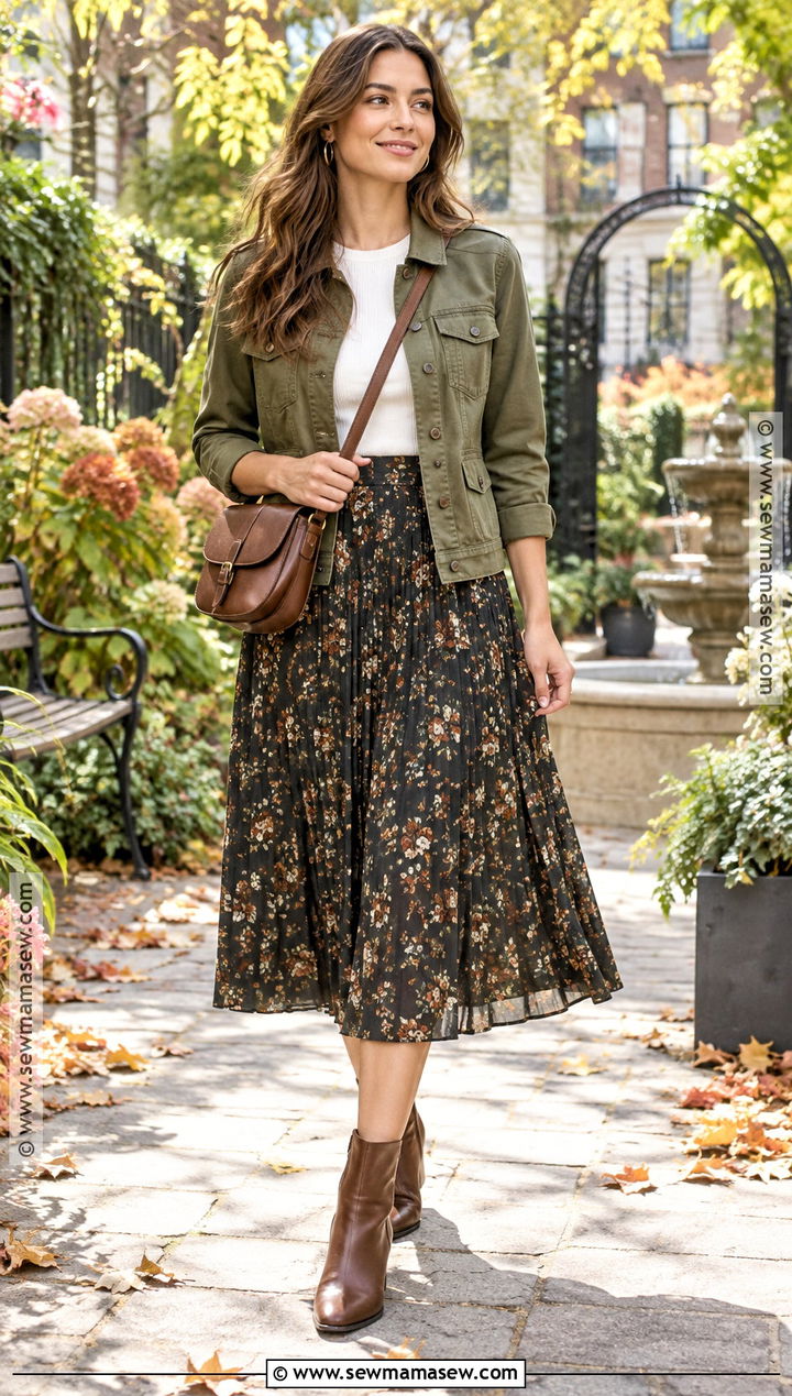 Utility Jacket And Midi Skirt Fall Outfit - 25 cute outfits for fall