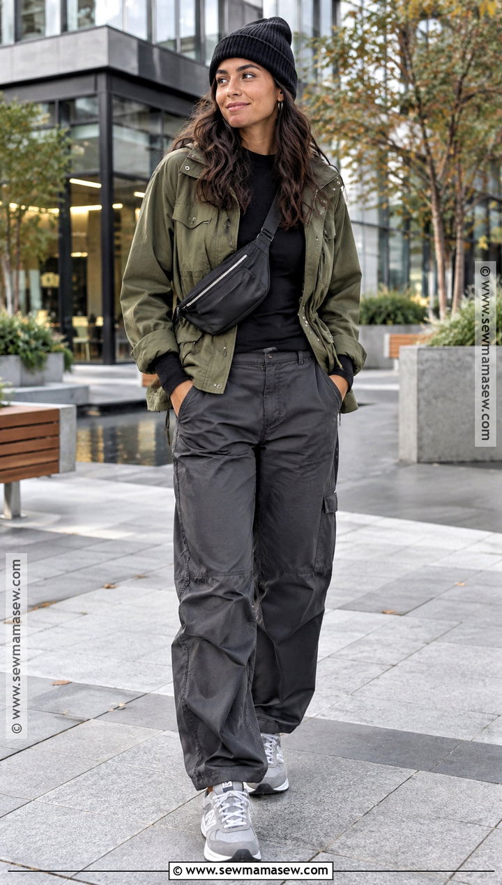 Utility Jacket And Parachute Pants Outfit - 25 autumn outfits streetwear