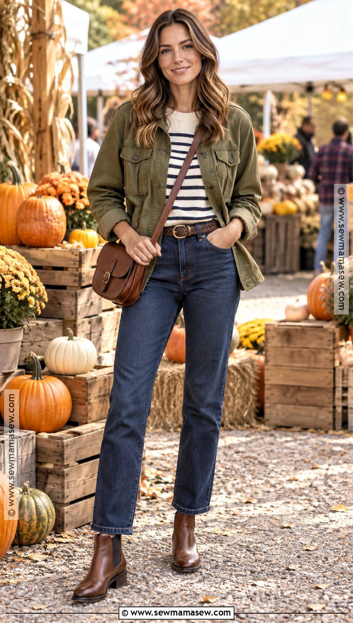 Utility Jacket And Straight Leg Jeans Fall Festival Outfit - 25 fall festival outfits
