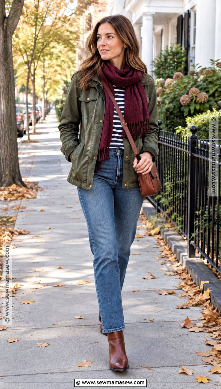 Utility Jacket And Striped Shirt Outfit - 15 October Style Challenge Ideas