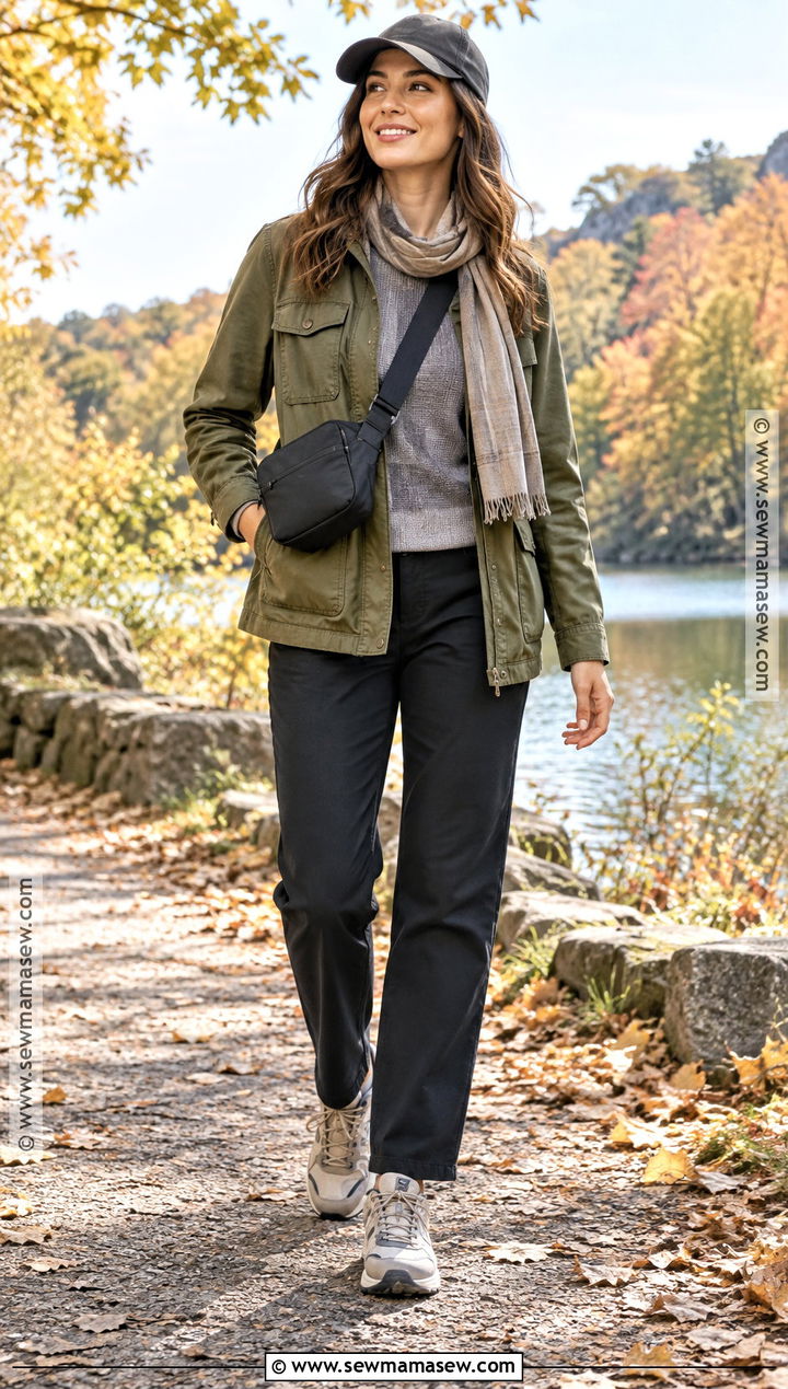 Utility Jacket And Trail Sneakers Fall Outfit - 25 fall outfits with sneakers