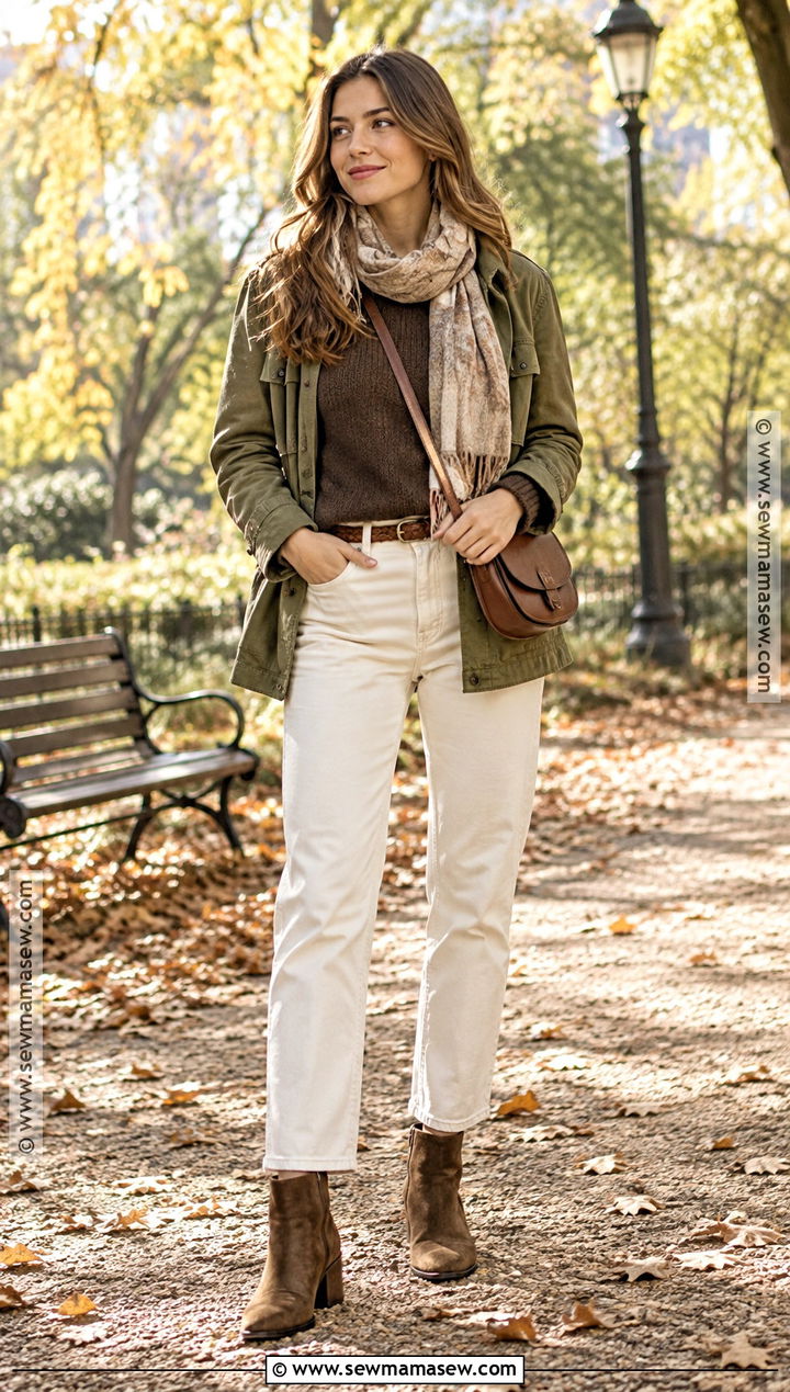 Utility Jacket And White Jeans Autumn Outfit - 20 Outfit Ideas Autumn Aesthetic