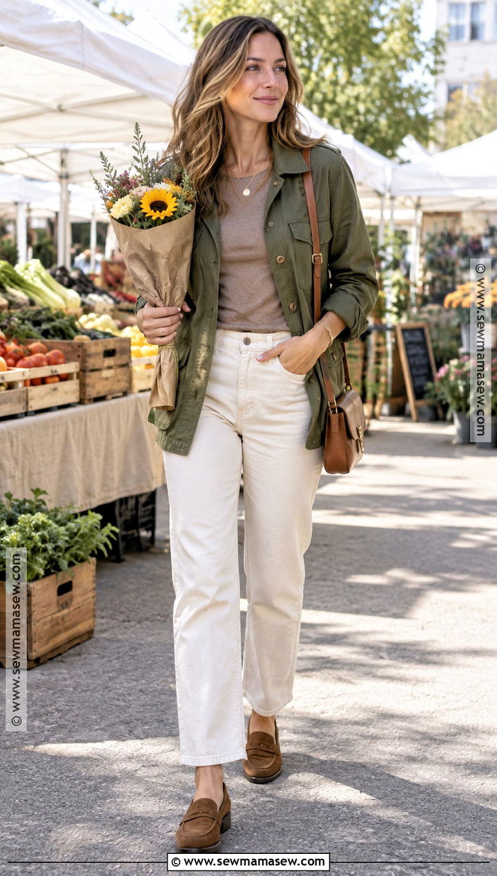 Utility Jacket And White Jeans Outfit - 15 fall 2026 transition outfits