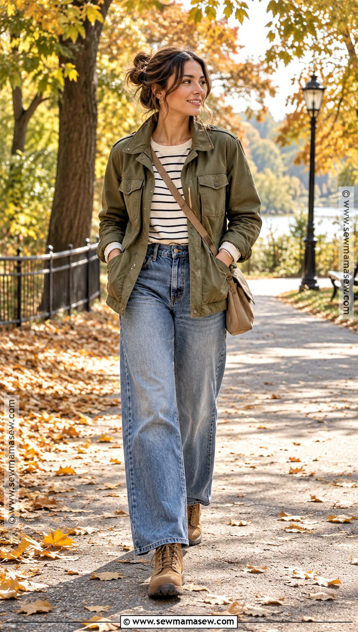 Utility Jacket And Wide Leg Jeans - 15 Fall Fashion Wide Leg Jeans