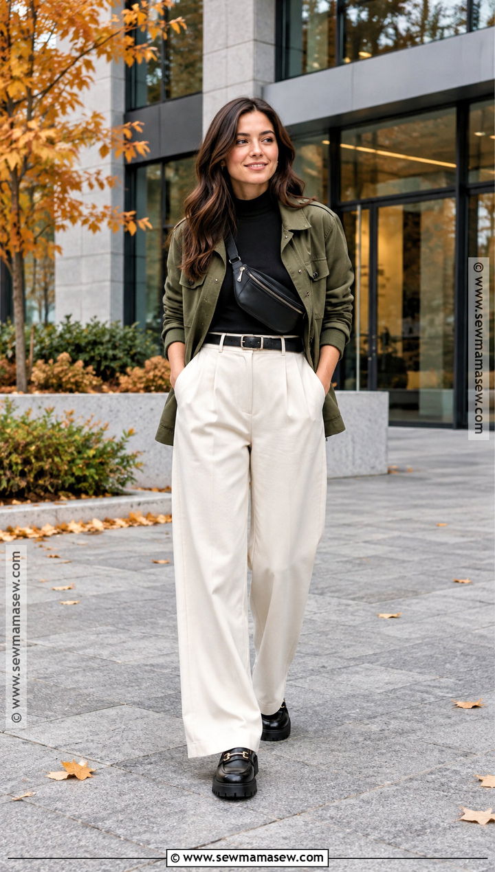 Utility Jacket And Wide Leg Trousers Fall Streetwear - 15 women fall streetwear ideas