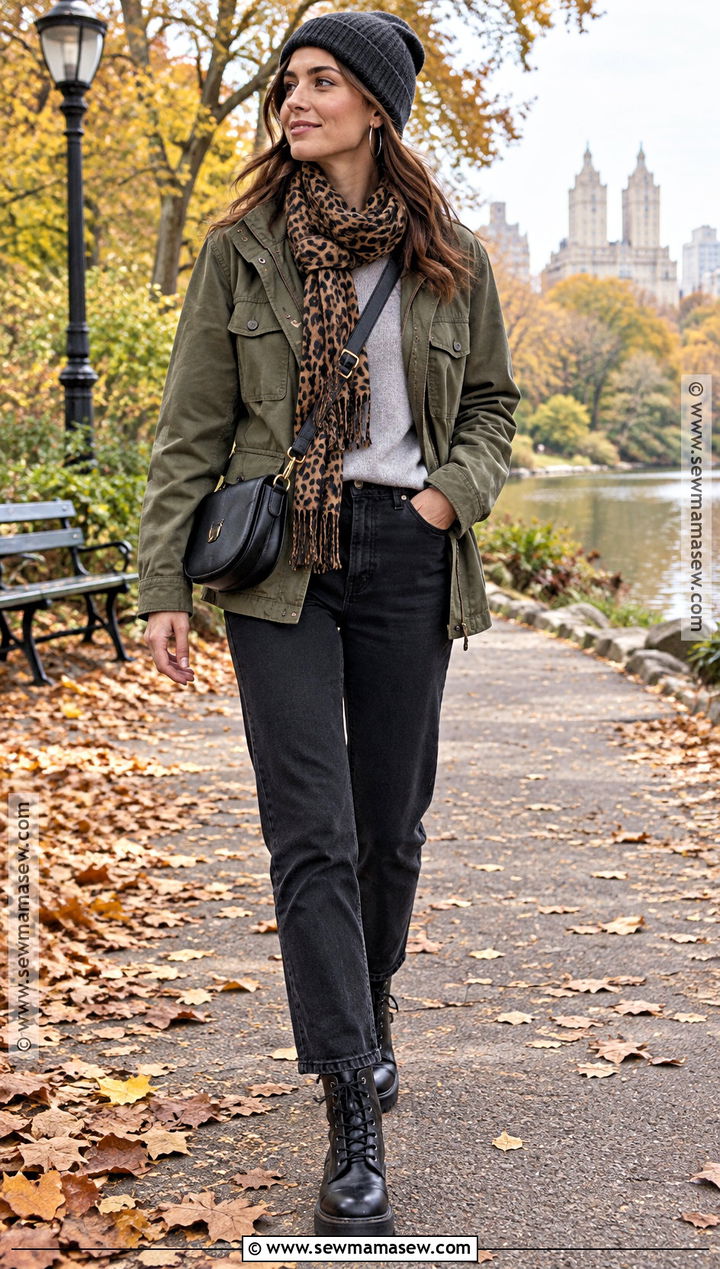 Utility Jacket Fall Outfit With Black Jeans - 15 fall outfit collage with accessories