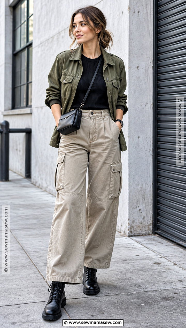 Utility Jacket Fall Outfit With Cargo Pants - 20 street style fall outfits