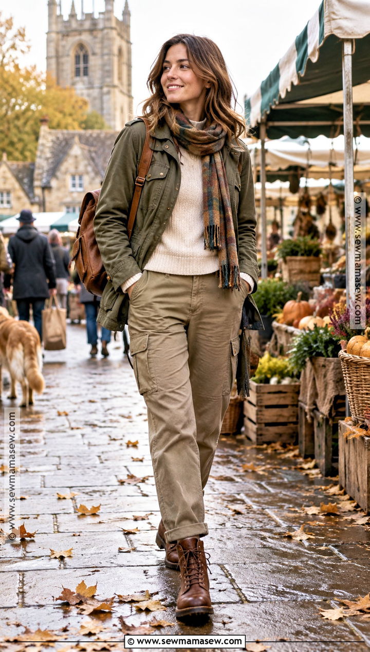 Utility Jacket Fall Outfit With Cargo Pants - 20 uk fall outfits