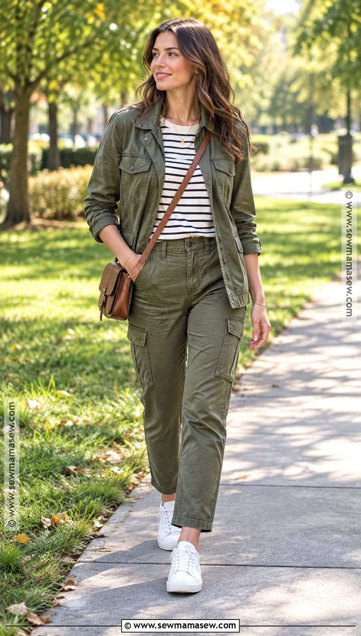 Utility Jacket Fall Outfit With Cargo Pants - 25 effortless fall outfits