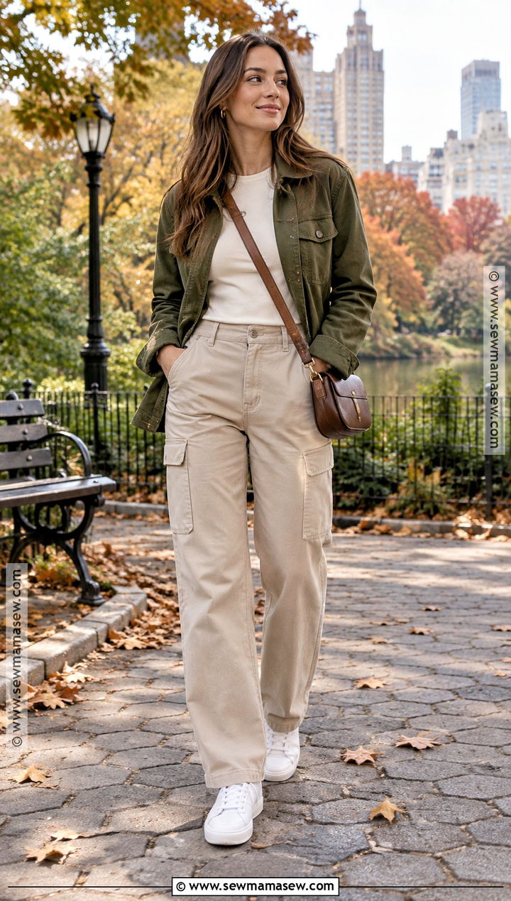 Utility Jacket Fall Outfit With Cargo Pants - 30 fall fit ideas
