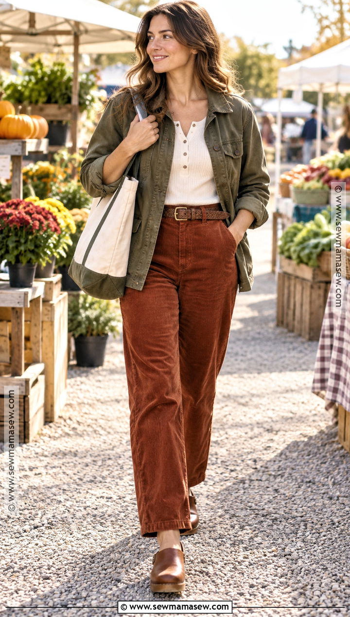 Utility Jacket Fall Outfit With Corduroy Pants - 15 cool day outfit fall ideas