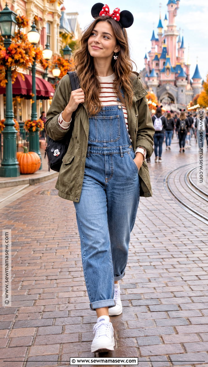 Utility Jacket With Denim Overalls - 20 Disney Paris Outfits Autumn