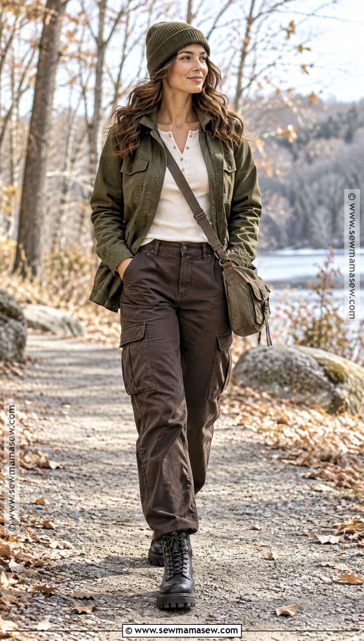 Utility Jacket With Henley And Cargo Pants Outfit - 20 fall to winter outfits