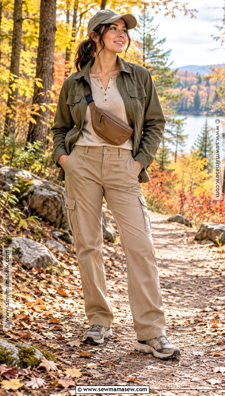 Utility Jacket With Henley Top And Cargo Pants - 20 fall weekend getaway outfits