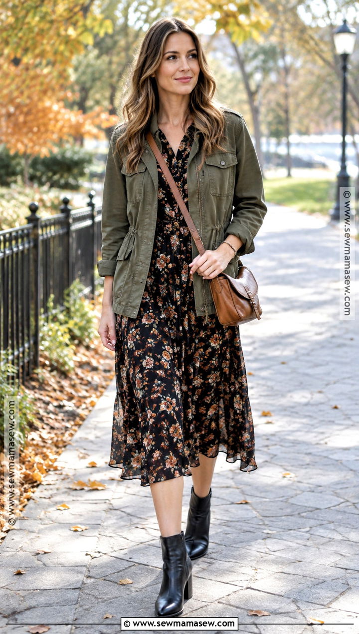 Utility Jacket With Midi Dress - 15 fall style ideas for women 2026