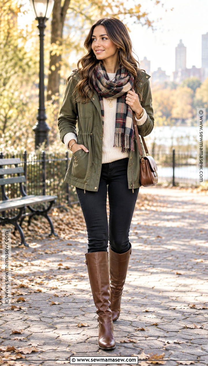 Utility Jacket With Tall Boots - 20 Tall Boots Fall Outfits