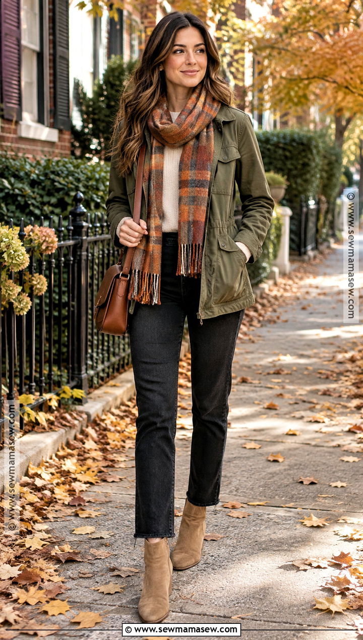 Utility Jacket and Black Jeans Fall Outfit - 25 comfy cute fall outfits