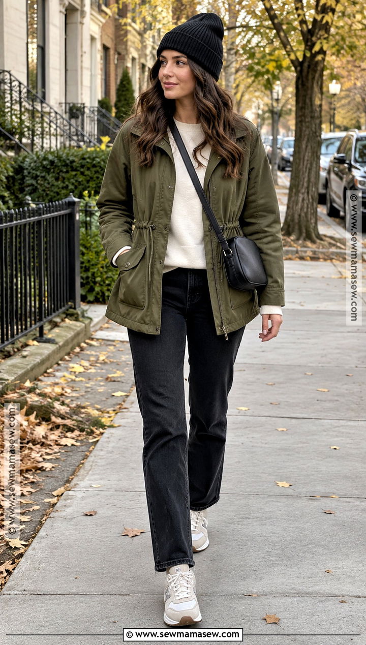 Utility Jacket and Black Jeans Fall Outfit - 25 cute warm fall outfits
