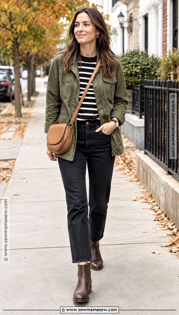 Utility Jacket and Black Jeans October Outfit - 15 outfit inspo october ideas