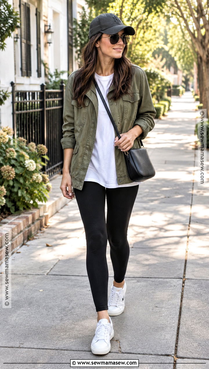 Utility Jacket and Black Leggings Fall Outfit - 25 Fall Outfit Inspo Ideas 2026