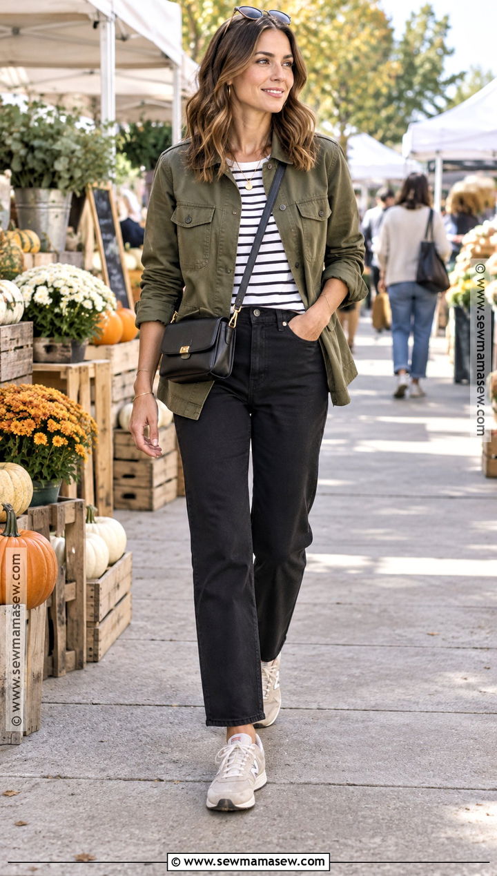 Utility Jacket and Black Pants Autumn Outfit - 20 autumn transition outfits