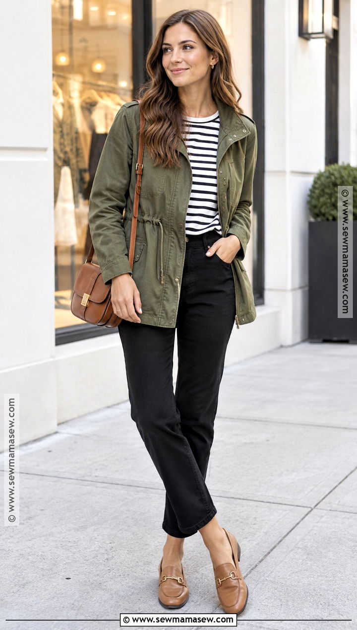 Utility Jacket and Black Pants Fall Outfit - 25 cute fall outfits for women