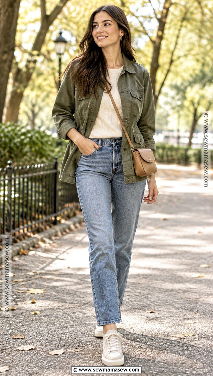 Utility Jacket and Blue Jeans Fall First Date Outfit - 15 1st date outfit casual fall ideas
