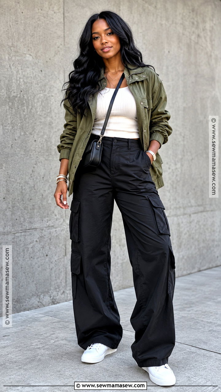 Utility Jacket and Cargo Pants Fall Outfit - 20 fall outfits for black women
