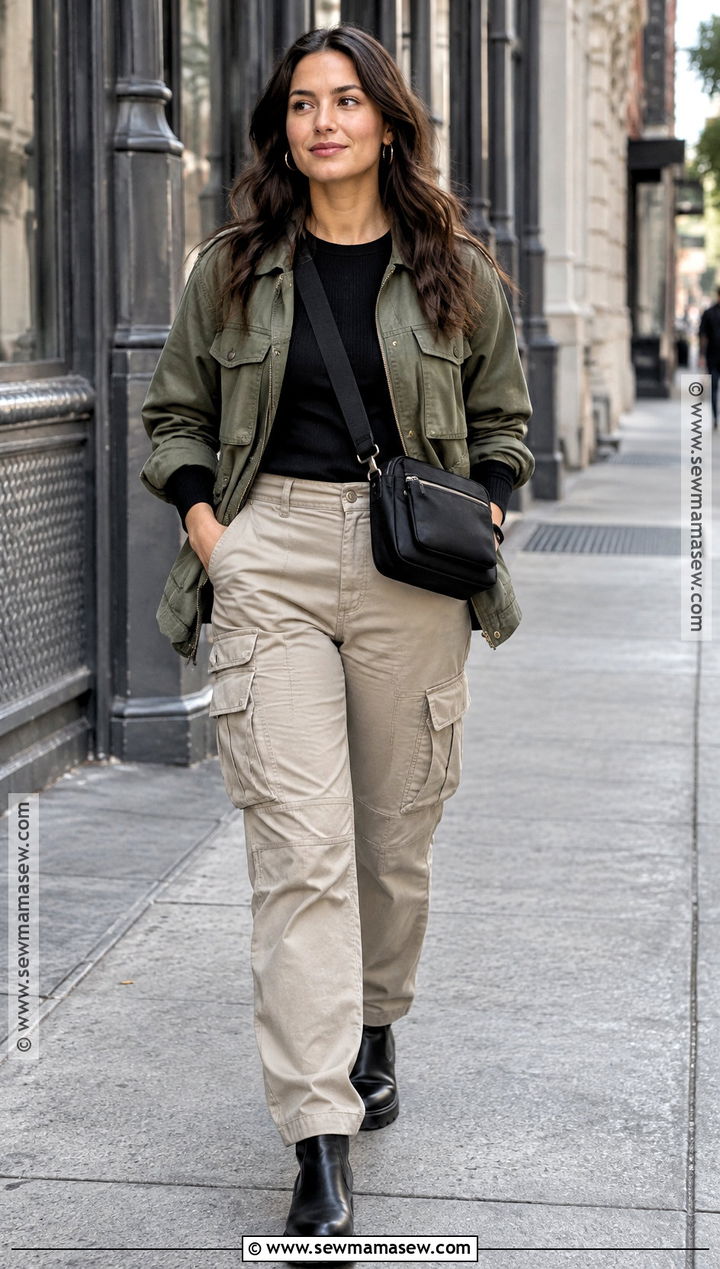 Utility Jacket and Cargo Pants New York Fall Outfit - 20 New York Aesthetic Outfits Fall