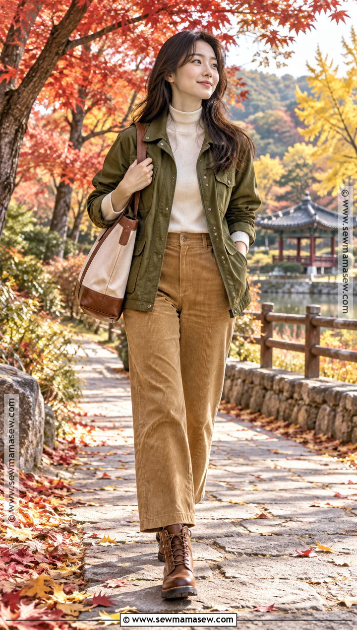 Utility Jacket and Corduroy Pants Autumn Outfit - 20 autumn in korea outfit ideas