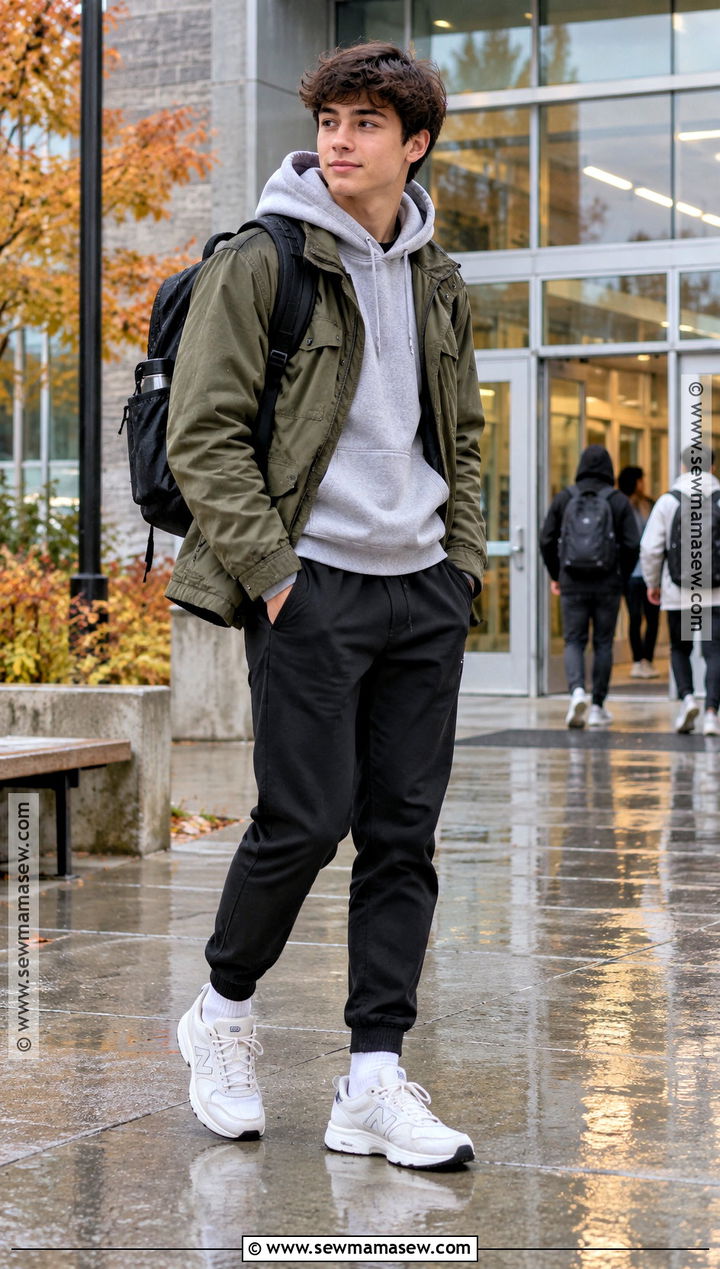 Utility Jacket and Jogger Pants - 15 Highschool Fall Outfits