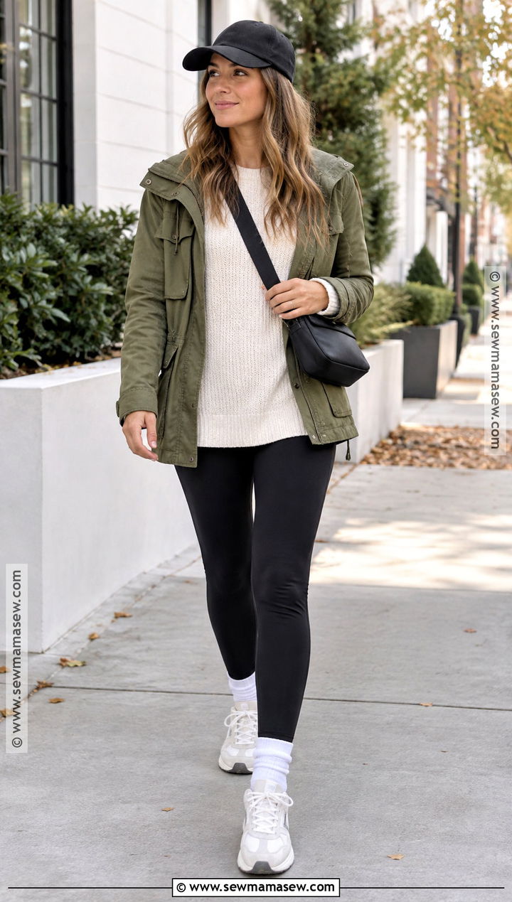 Utility Jacket and Leggings Fall Outfit - 20 Fall Fit Inspo Ideas for Women