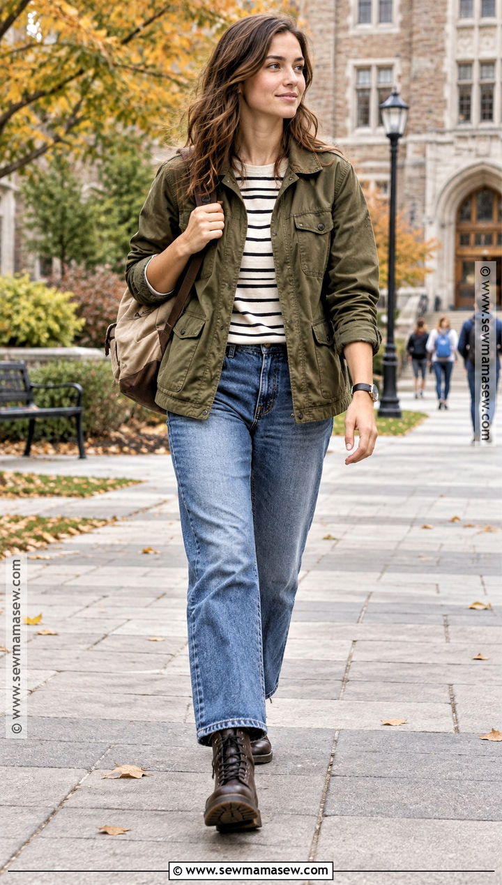 Utility Jacket and Relaxed Jeans School Outfit - 25 autumn school outfits
