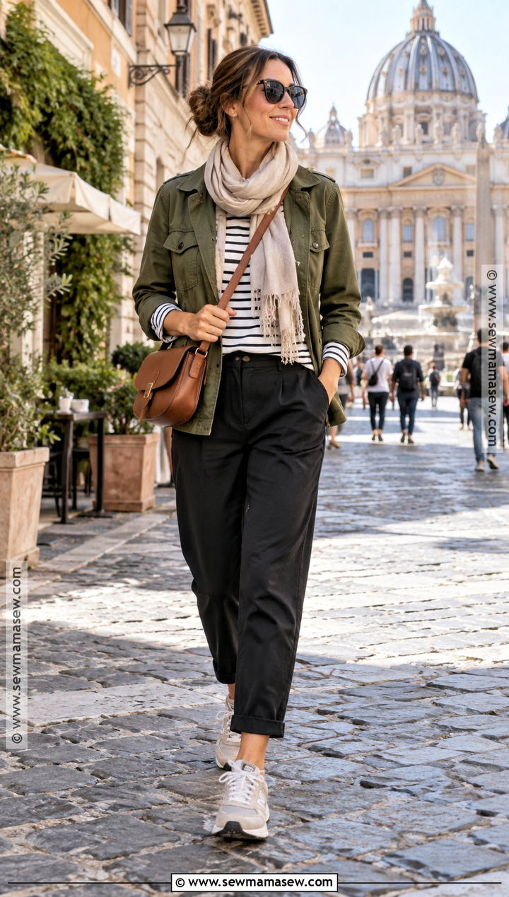Utility Jacket and Relaxed Trousers Italy Outfit - 20 Fall Italy Travel Outfits for Women
