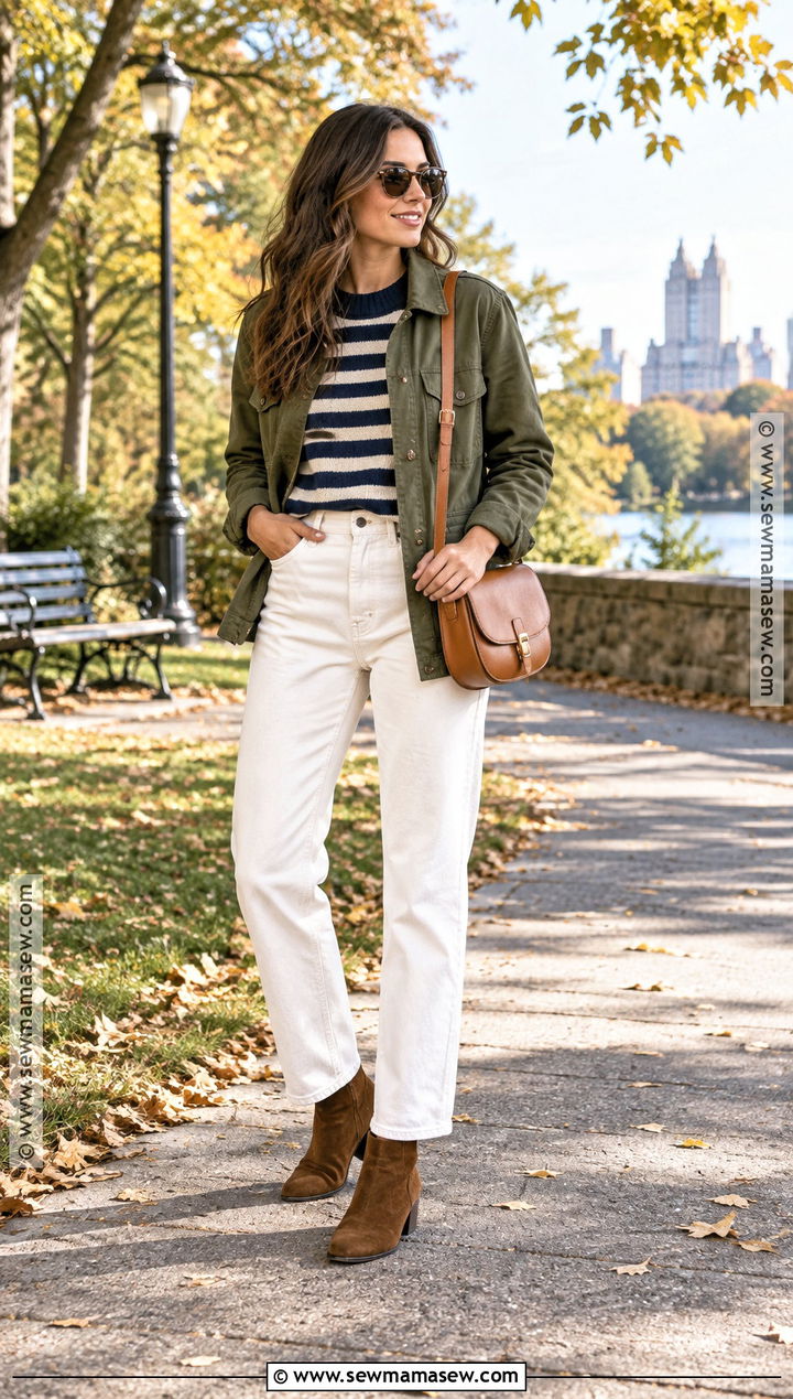 Utility Jacket and White Jeans Autumn Outfit - 15 autumn women outfits 2026