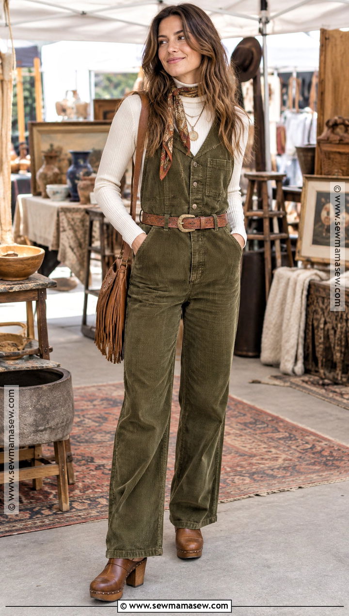Utility Jumpsuit And Boho Accessories Autumn Hippie Outfit - 20 autumn hippie outfits