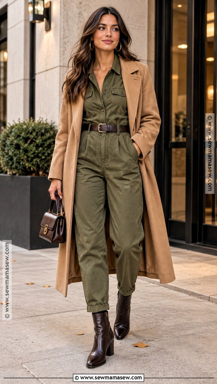 Utility Jumpsuit And Heeled Boots Autumn Date Night Outfit - 25 autumn date night outfit ideas