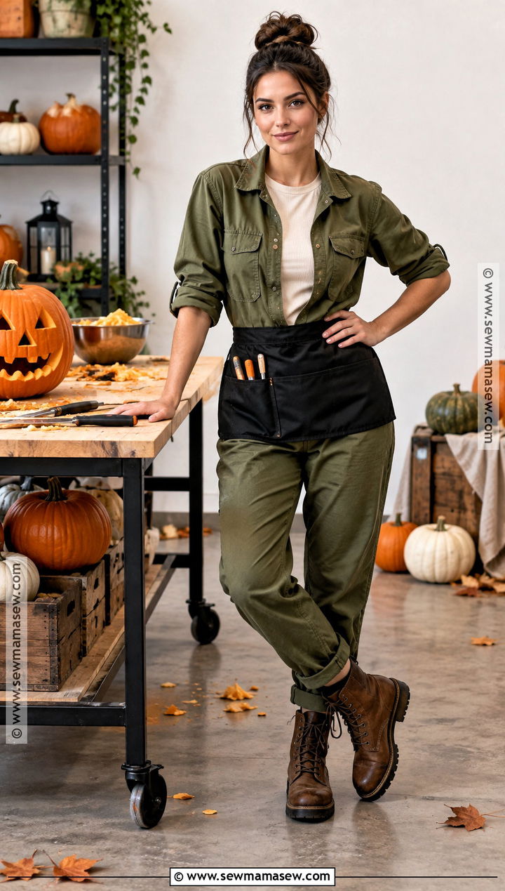 Utility Jumpsuit Pumpkin Carving Outfit - 20 Pumpkin Carving Outfit Ideas